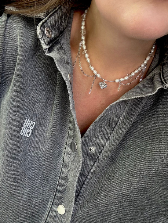 Чокер из жемчуга и хрусталя