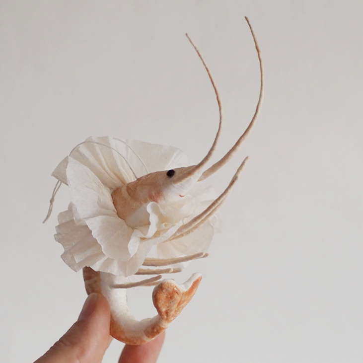 Ёлочная игрушка из ваты "Креветка"