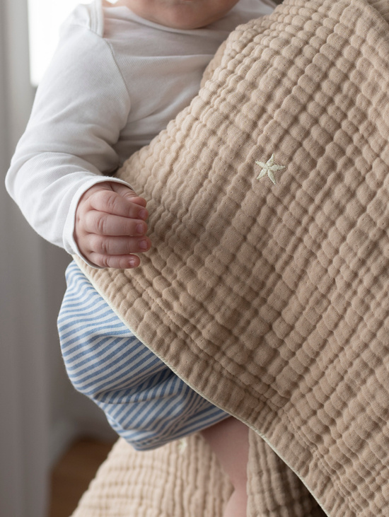 Плед муслиновый «Звездное небо» карамель 110х105 см