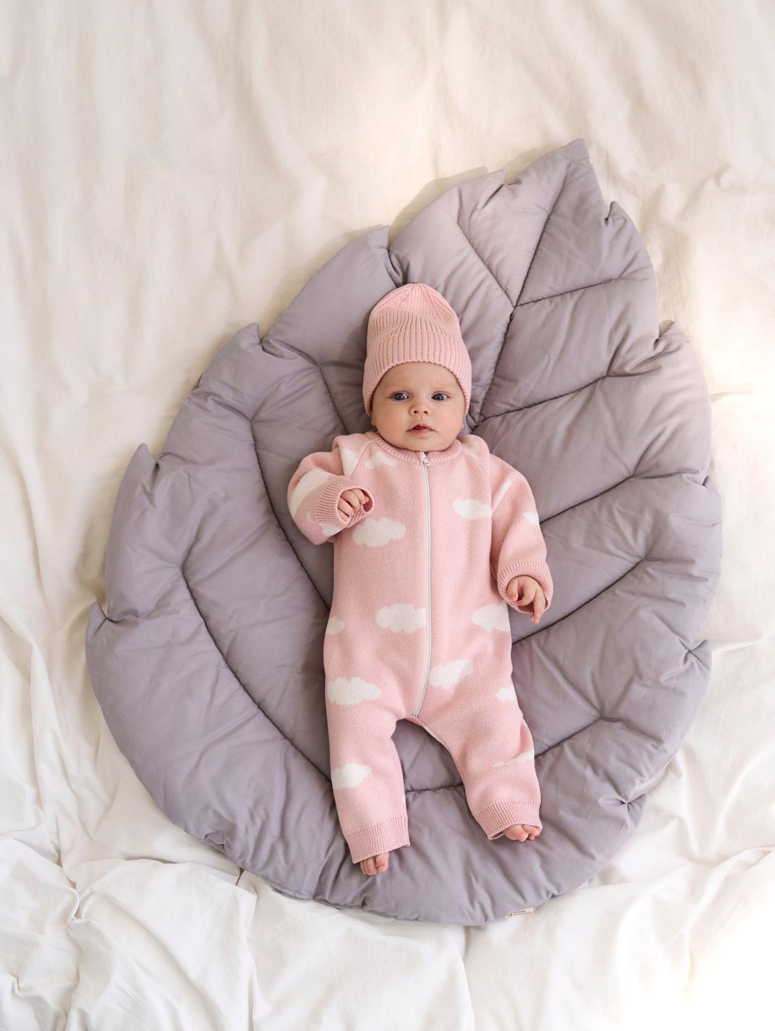 Комбинезон "Облака" с шапочкой, розовый - фотография товара