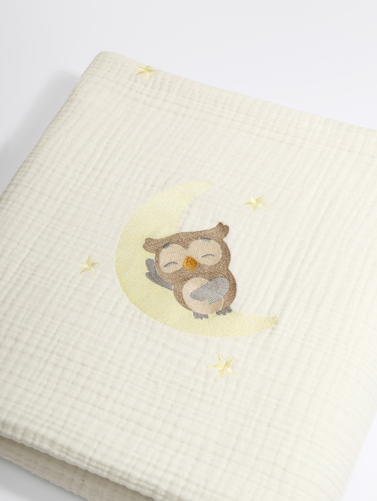 Плед «Лунный совенок» Молочный 110х120см