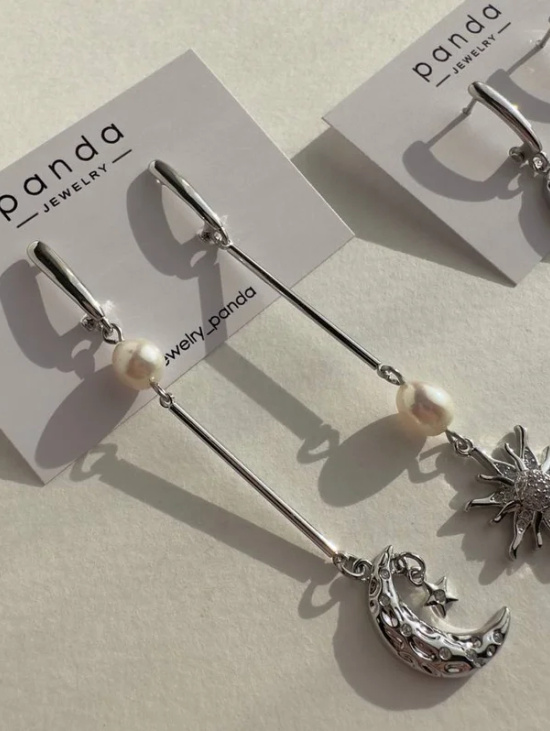 Серьги Солнце и Луна асимметрия