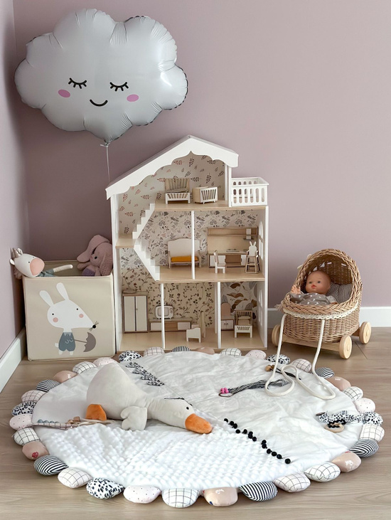 Плетеная коляска для кукол 30 см с постелькой. Люлька для кукол