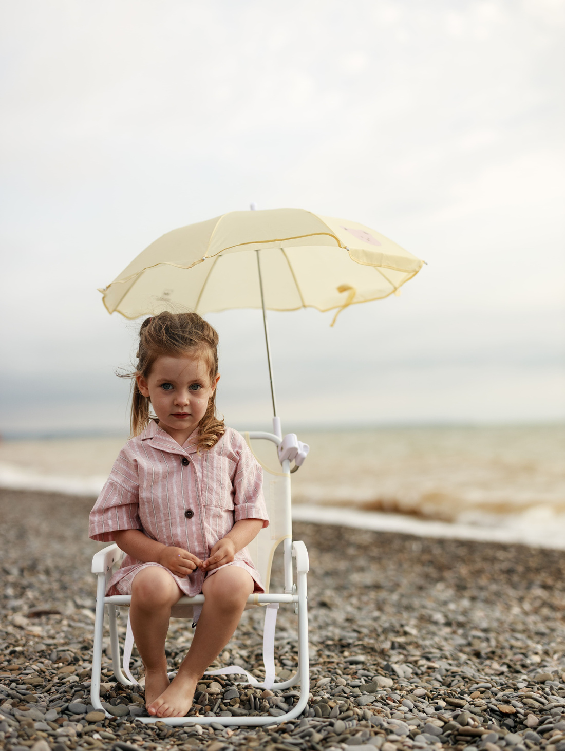 Костюм в розовую полоску из варёного хлопка для девочки - фотография товара