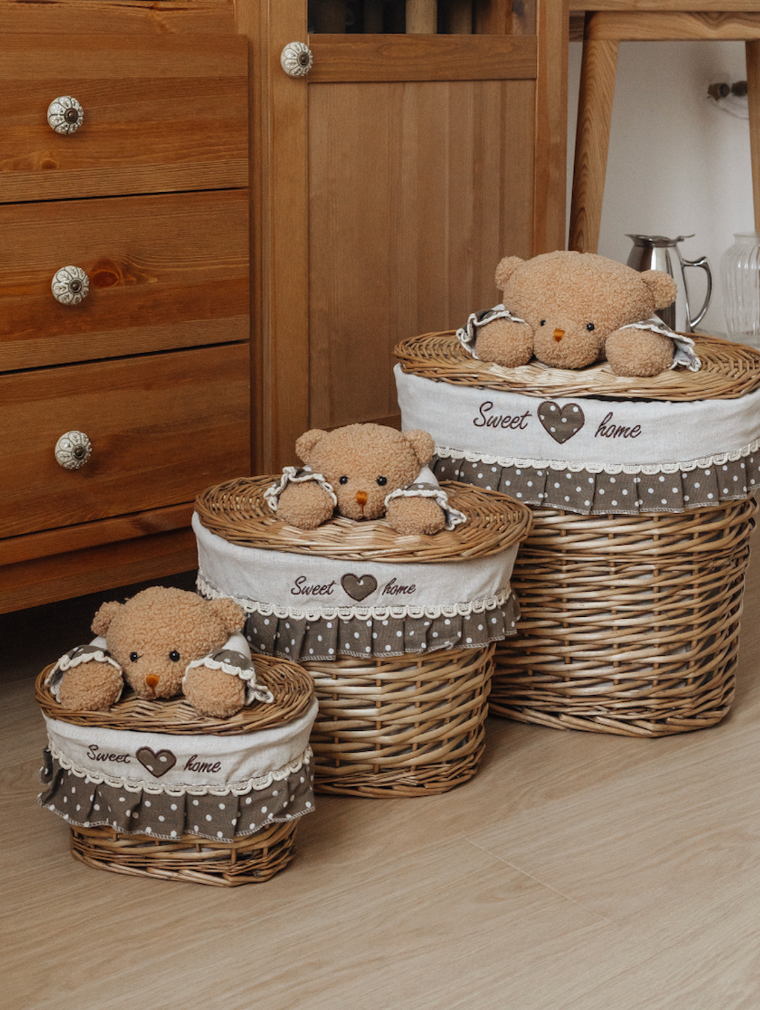 Набор корзин для декора и хранения в стиле Zara Home, 3 шт. - фотография товара