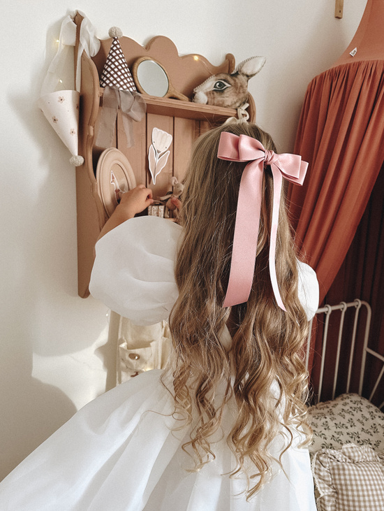 Бант в волосы длинный розовый