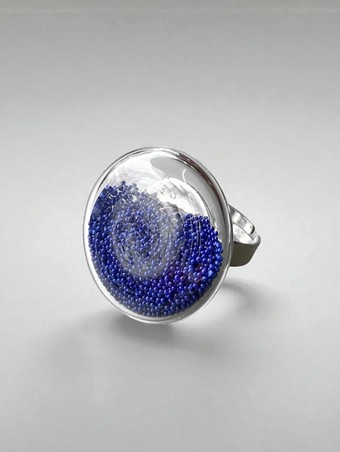 Кольцо-пузырь из Муранского стекла синее - фотография товара