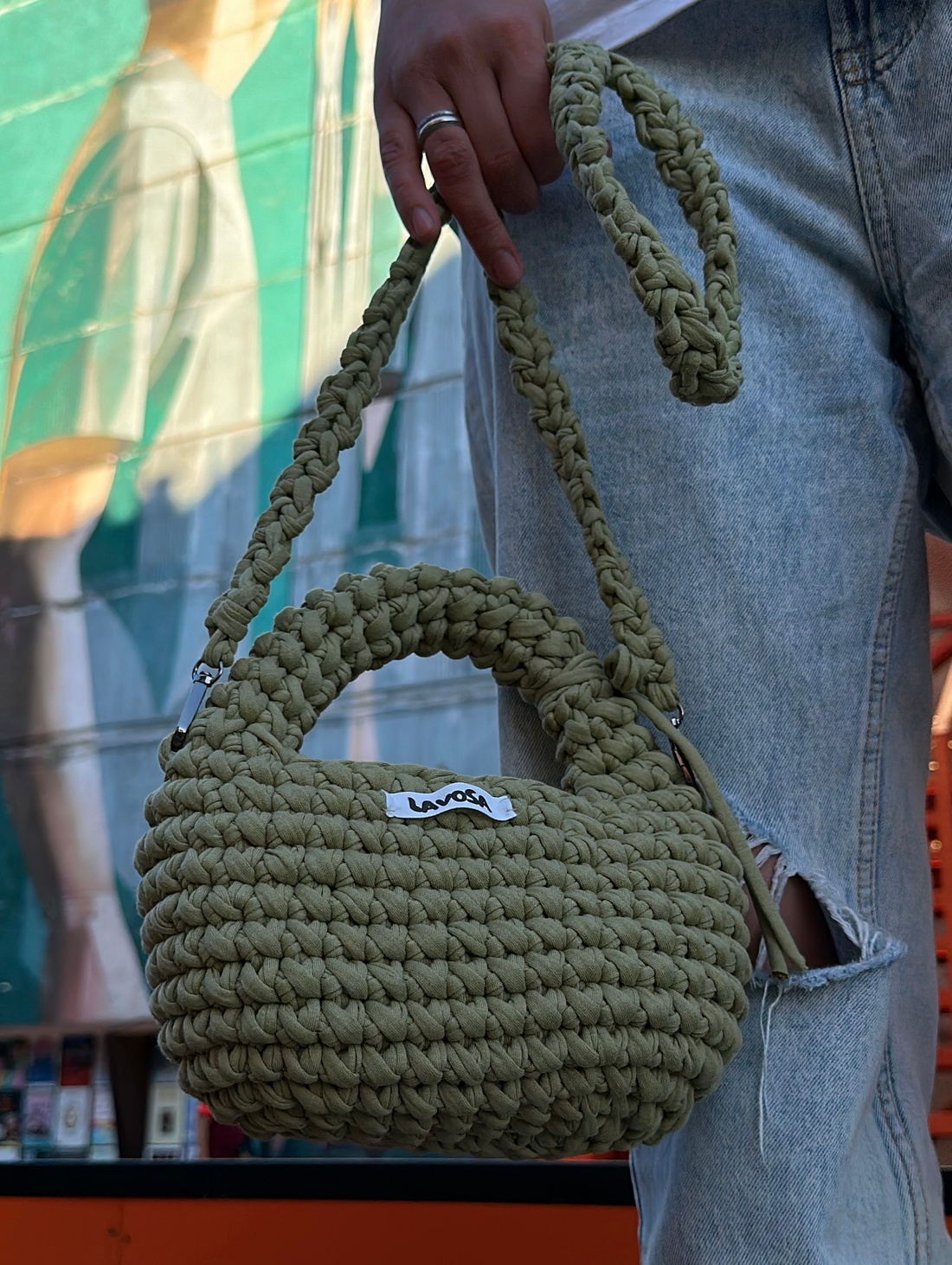 Сумка кросс-боди "Love" оливковая - фотография товара