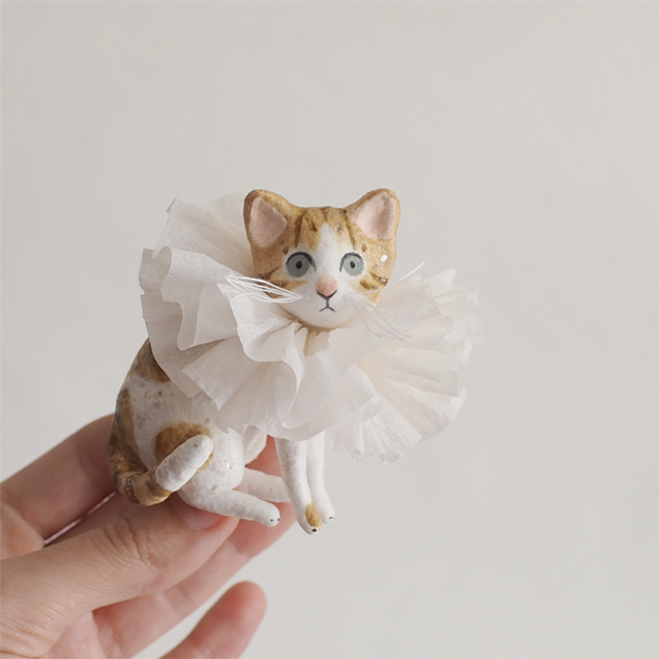 Ёлочная игрушка из ваты "Кот"