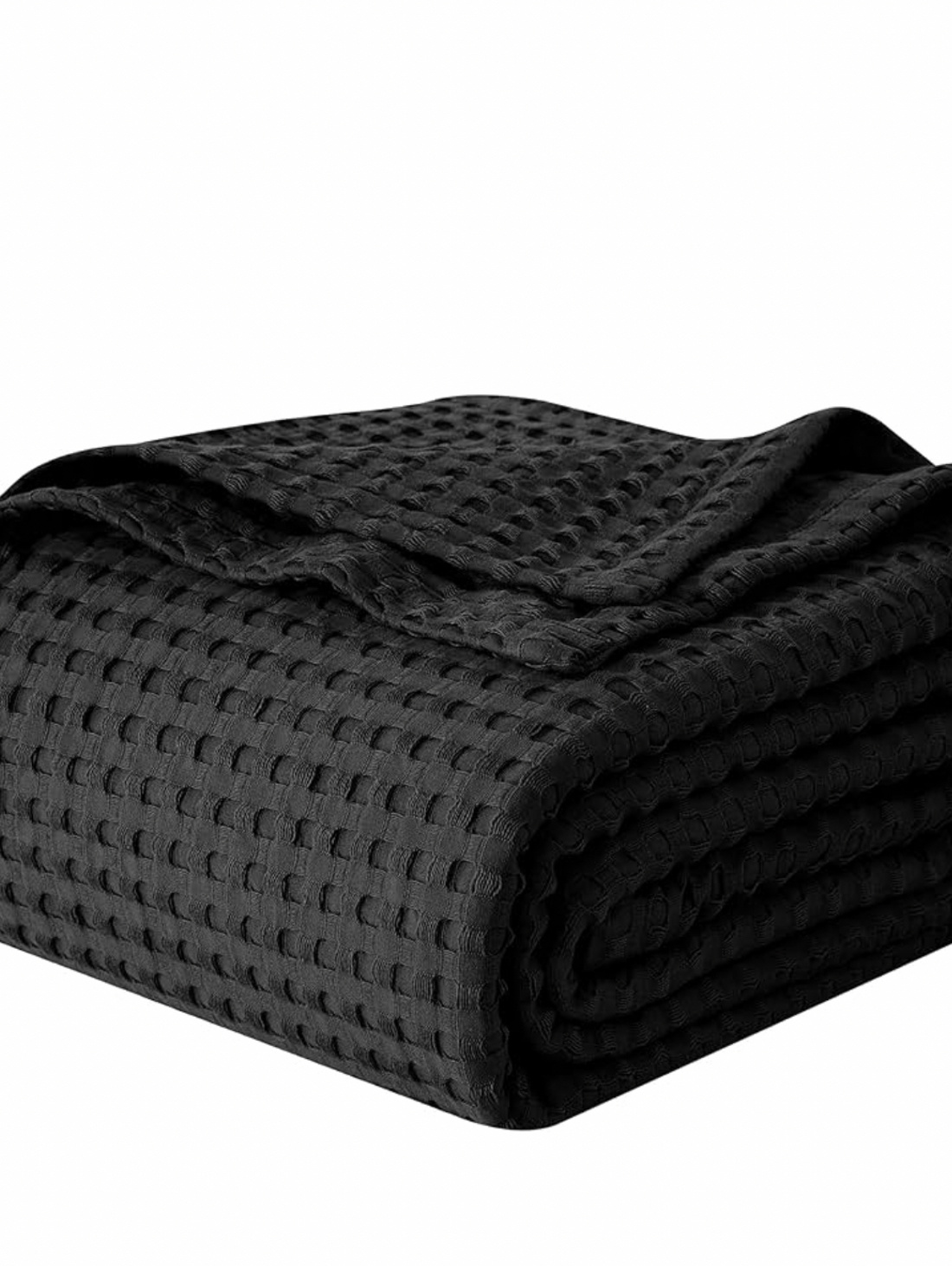 Плед - Покрывало из вафельного полотна из коллекции “Oxford “ чёрный - фотография товара