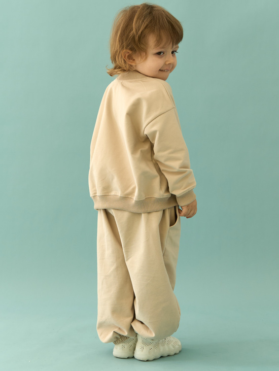 Бомбер и джоггеры футер с велюр эффектом, Песок