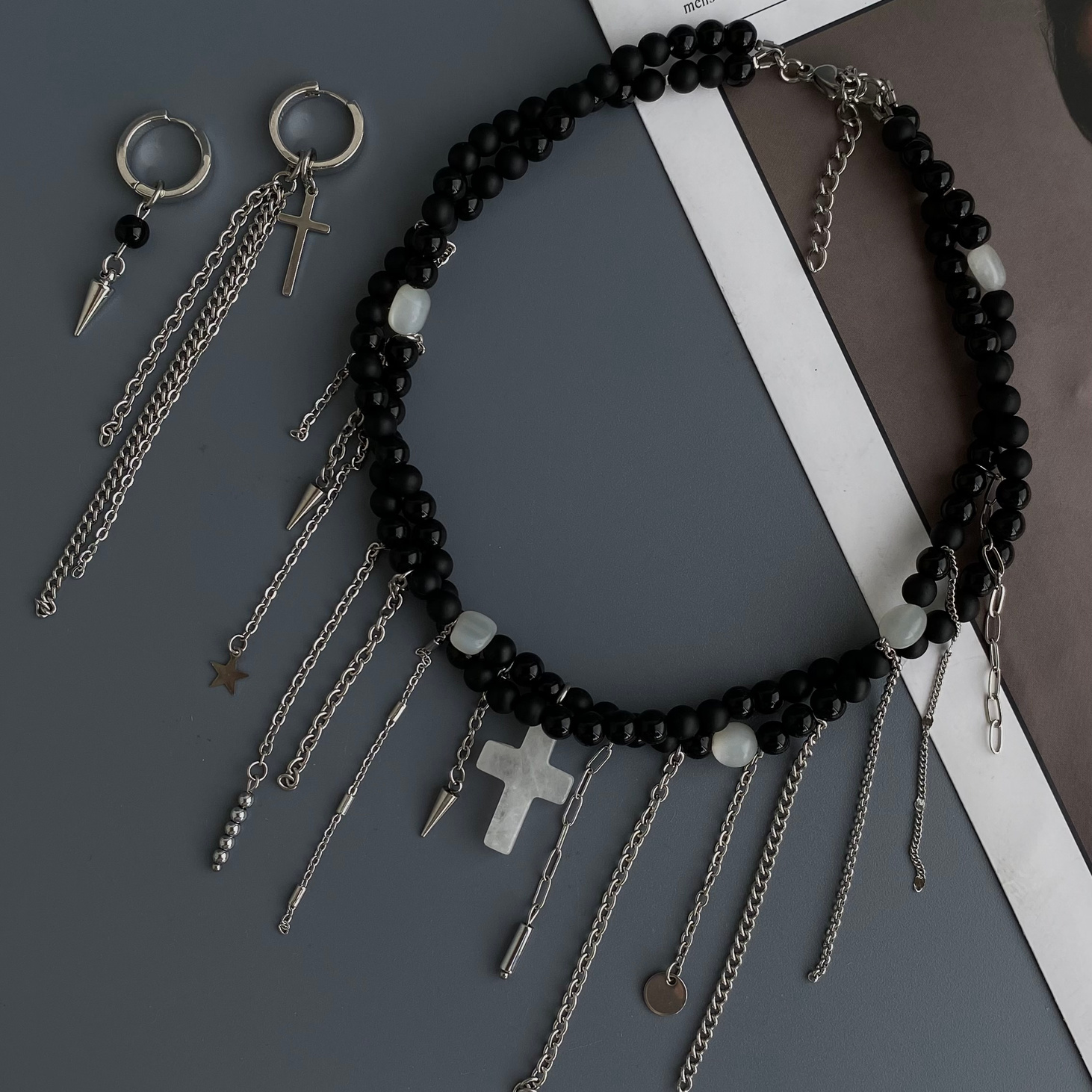 Колье из чёрного агата - фотография товара