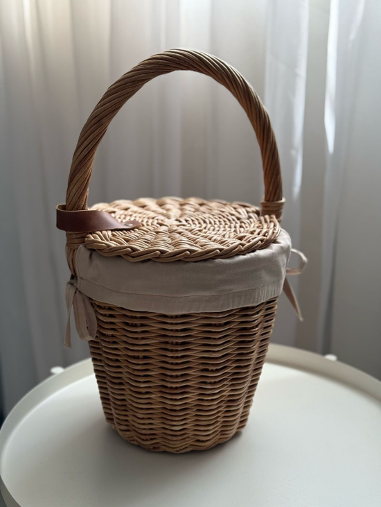 Плетеная сумка корзина в стиле Биркин