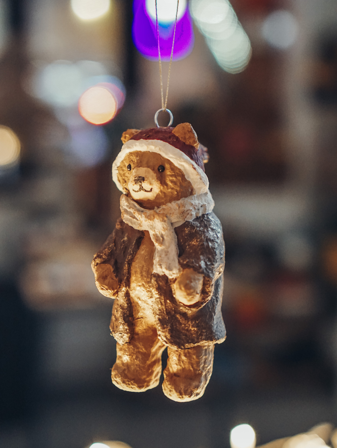 Елочная игрушка из ваты «Мишка в красной шапке» - фотография товара