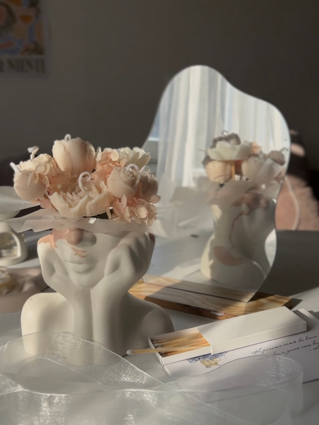 Букет из аромасвечей в вазе "Кремовый" - фотография товара