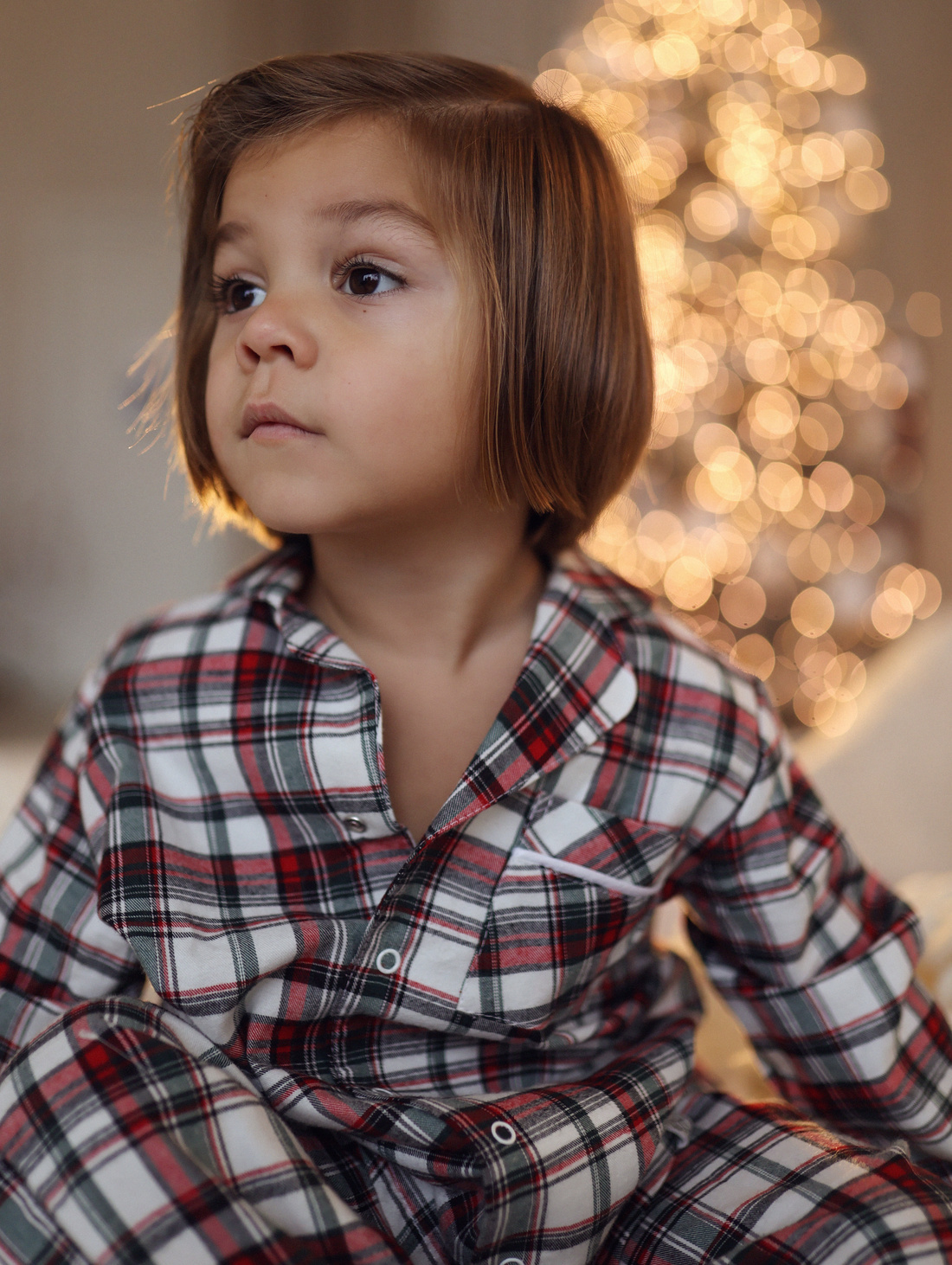 Клетчатая детская пижама на кнопках - фотография товара