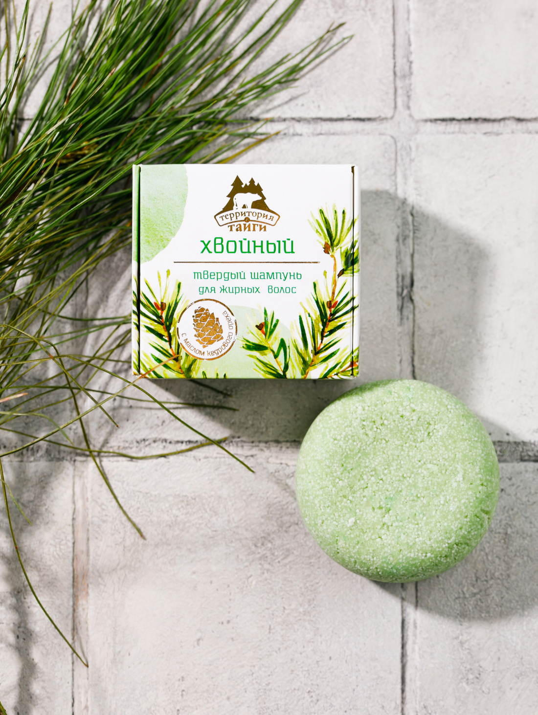 Твердый шампунь для жирных волос Хвойный 80 г - фотография товара