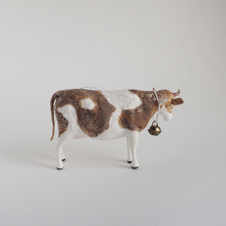 Ёлочная игрушка из ваты "Корова"