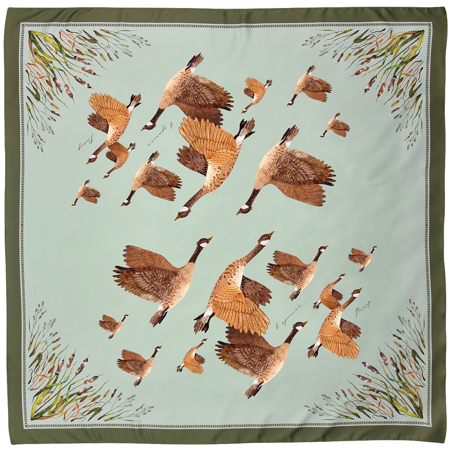 Шелковый платок "Ветер в крыльях" 90х90 см - фотография товара