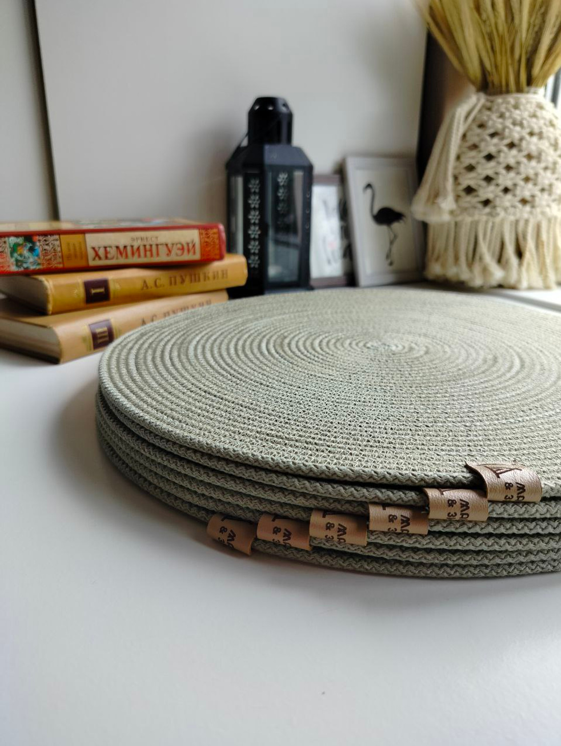 Сервировочные салфетки для стола светлый хакки - фотография товара