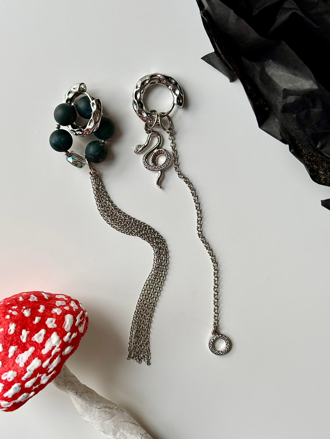 Серьги Змейка с индийской яшмой - фотография товара