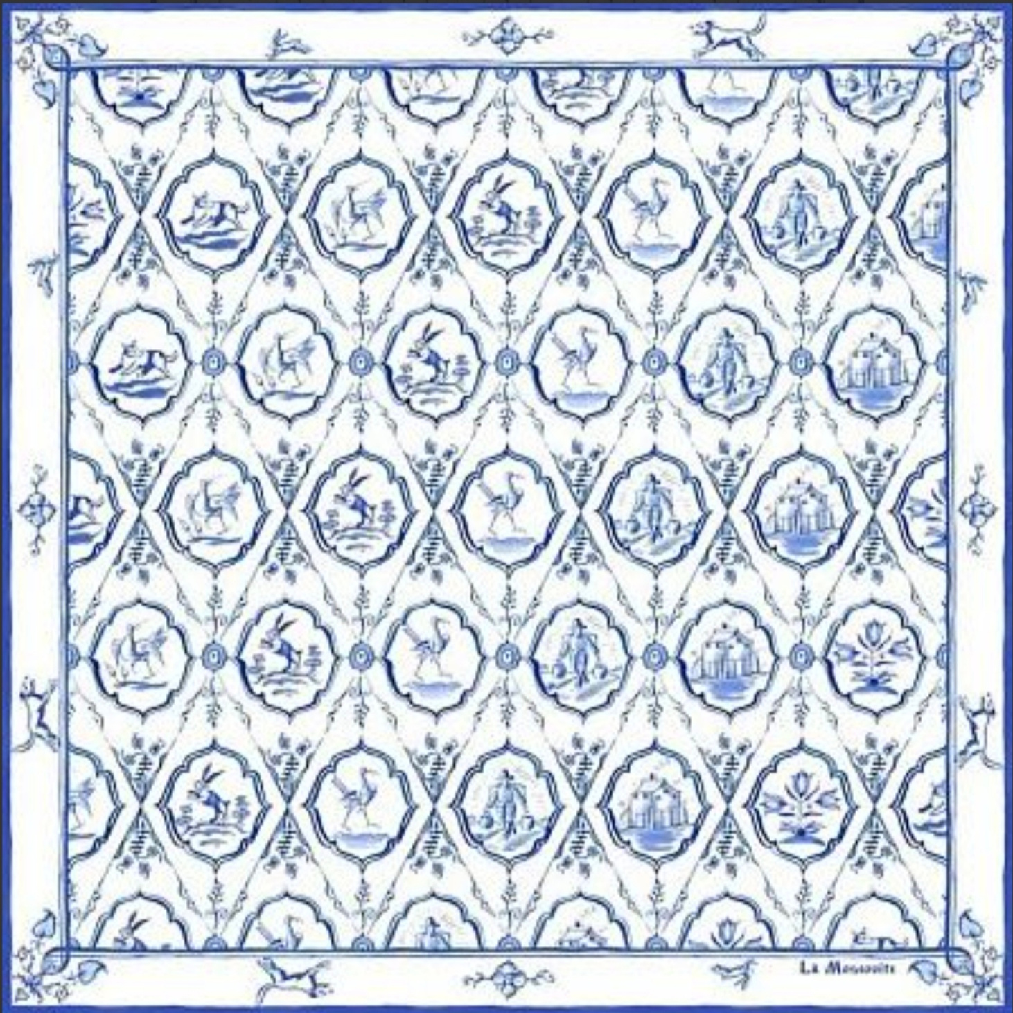 Шелковый платок "Гжель" - фотография товара