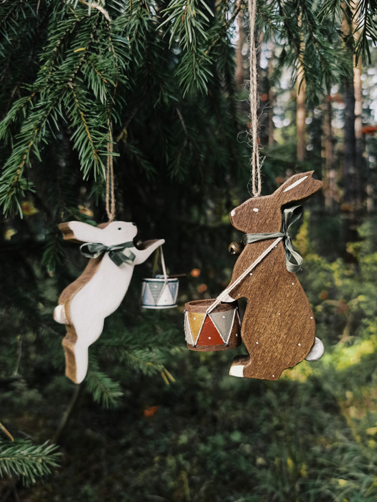 Ёлочная игрушка "Заяц с барабаном"