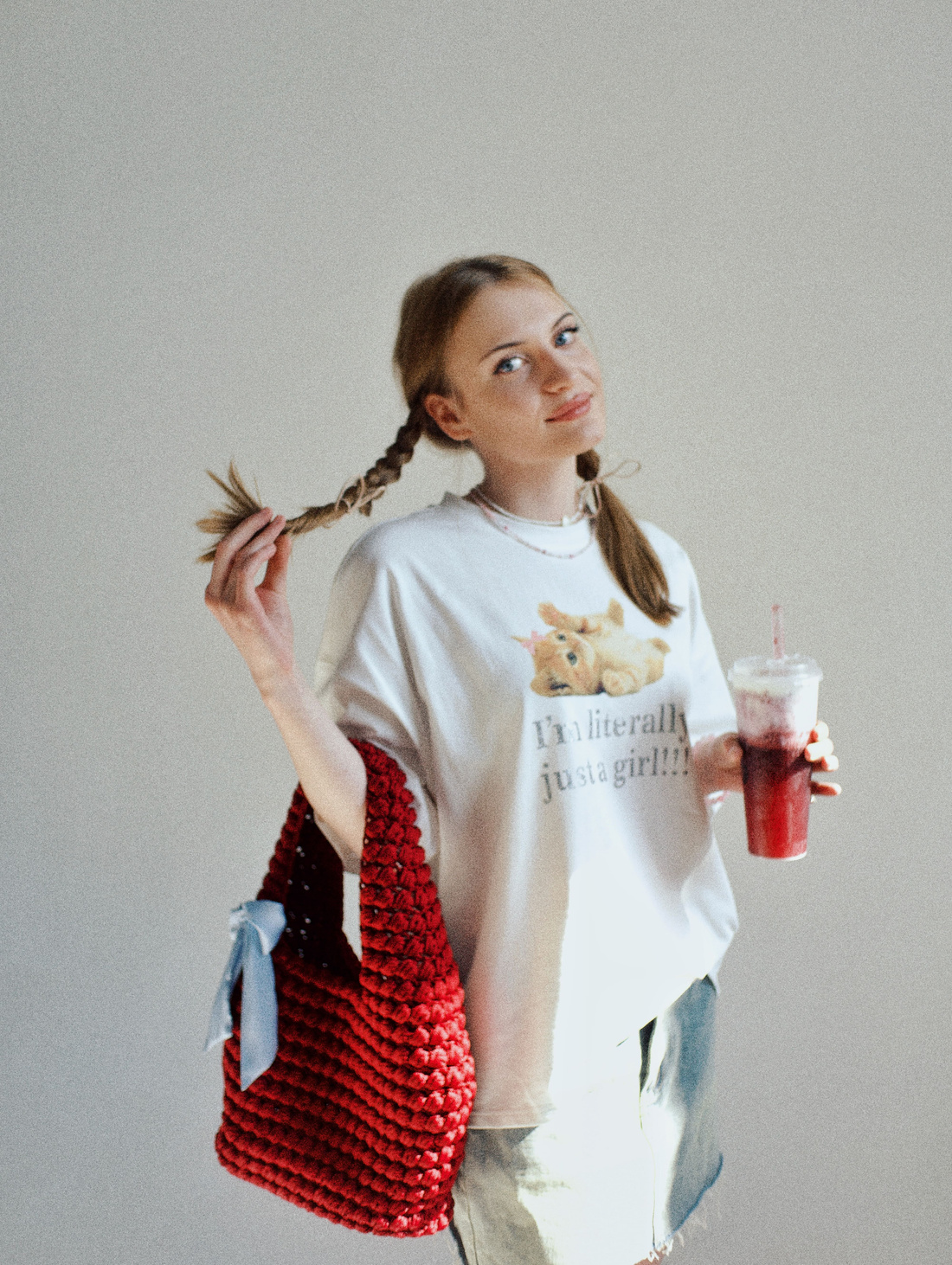 Вязаная сумка  Wild cherry - фотография товара