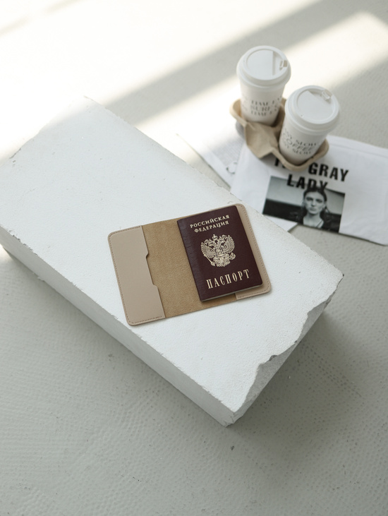 Обложка для паспорта theWayJournal Кремовый
