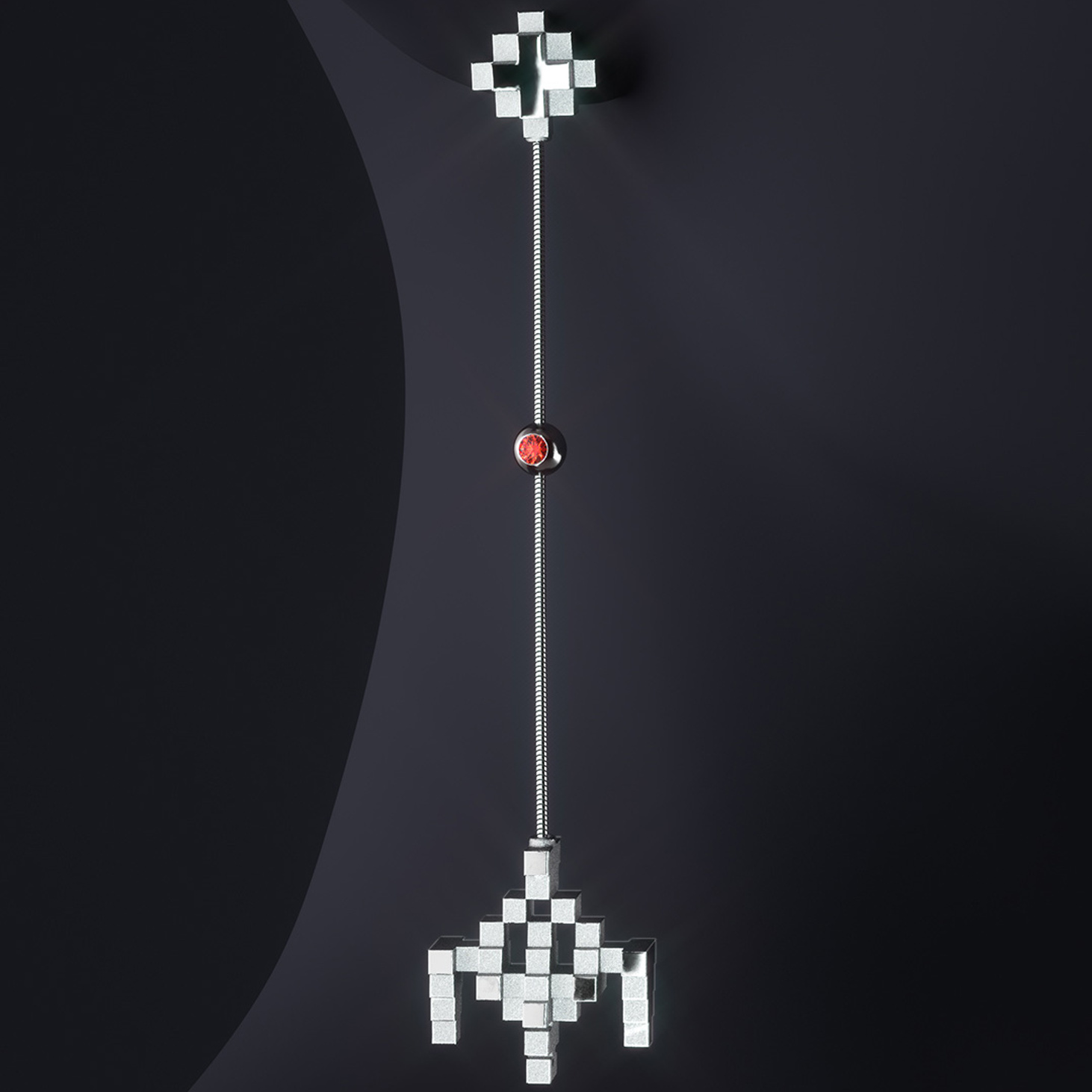 Моносерьга серебряная PIXEL GAME - фотография товара