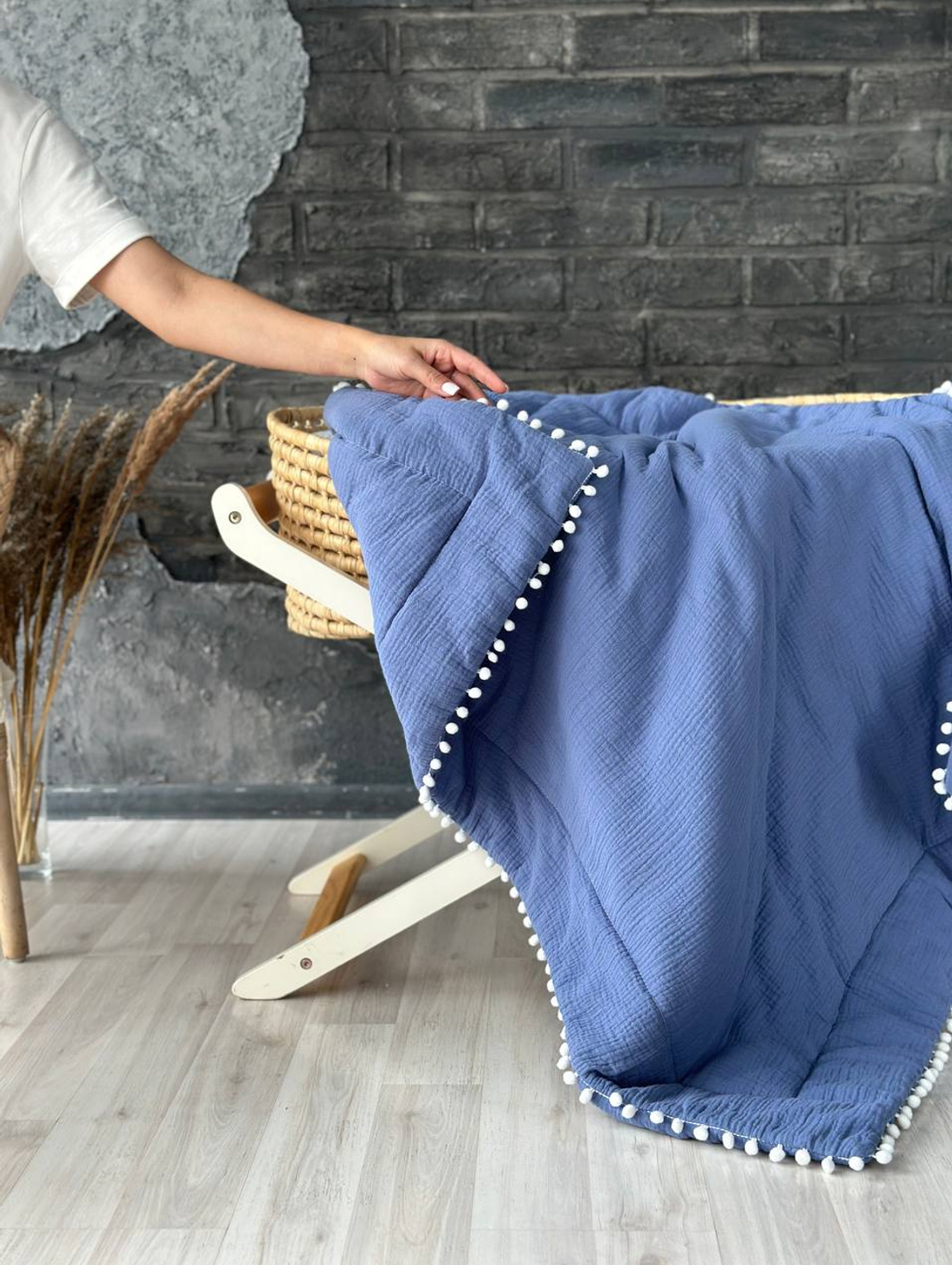 Конверт на выписку из муслина "Синий" - фотография товара