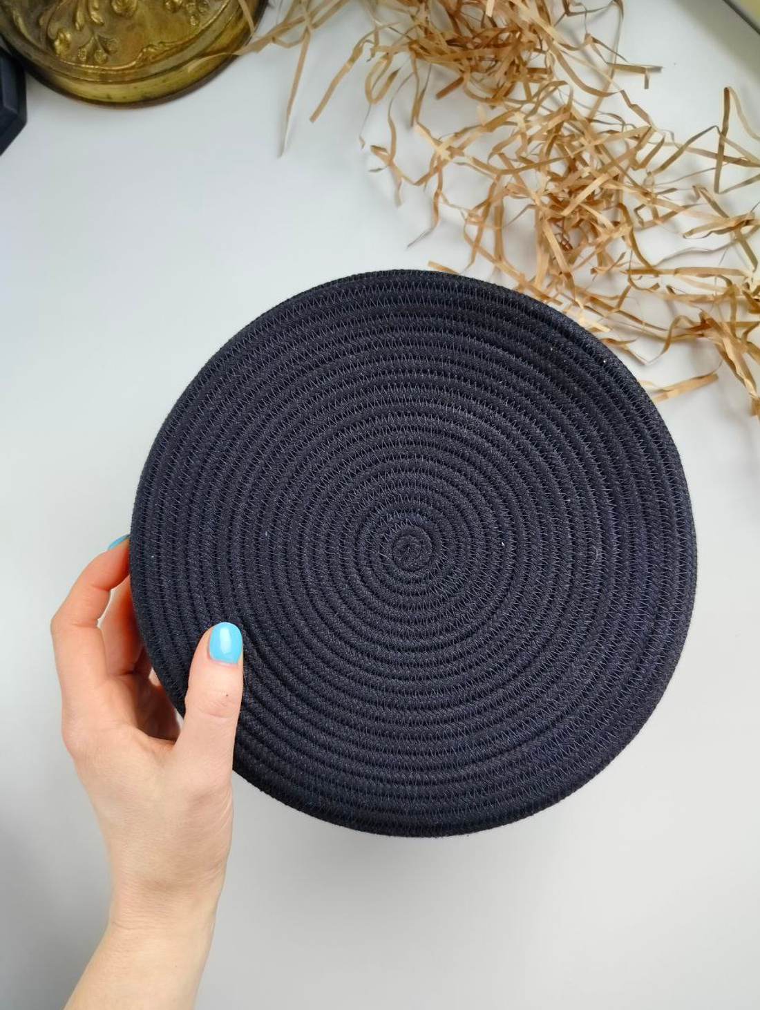 Корзина для хранения с плотной крышкой черная - фотография товара