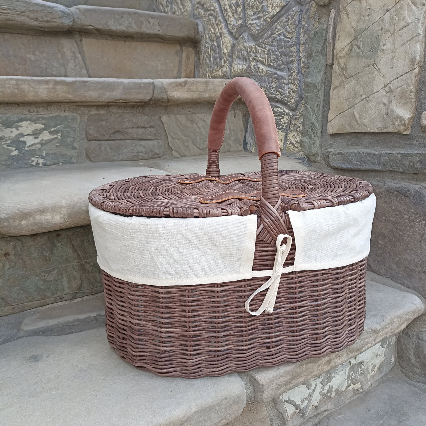 Корзина для пикника с крышками - фотография товара