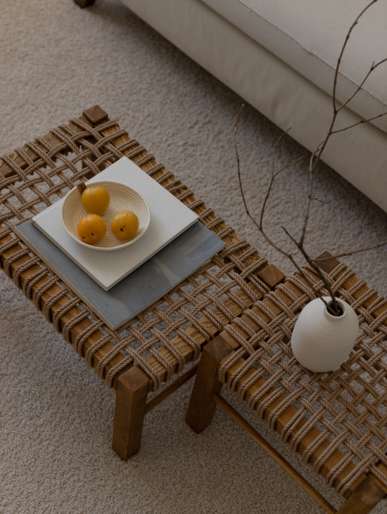 Корзина круглая из хлопкового шнура сливочного цвета