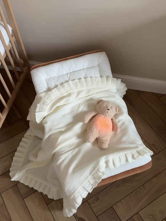 Муслиновый плед с рюшей "Сливочный"