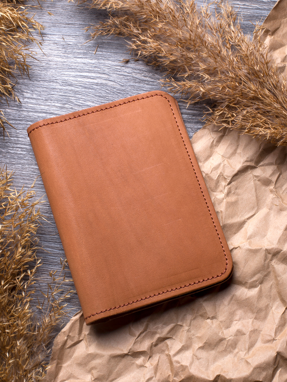 Обложка для паспорта и автодокументов "Каскад", цвет табак - фотография товара