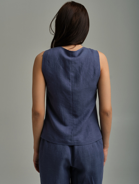 Жилет изо льна дымчато-синий