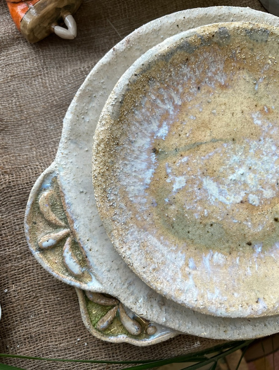 Блюдо круглое со стеклянными ручками