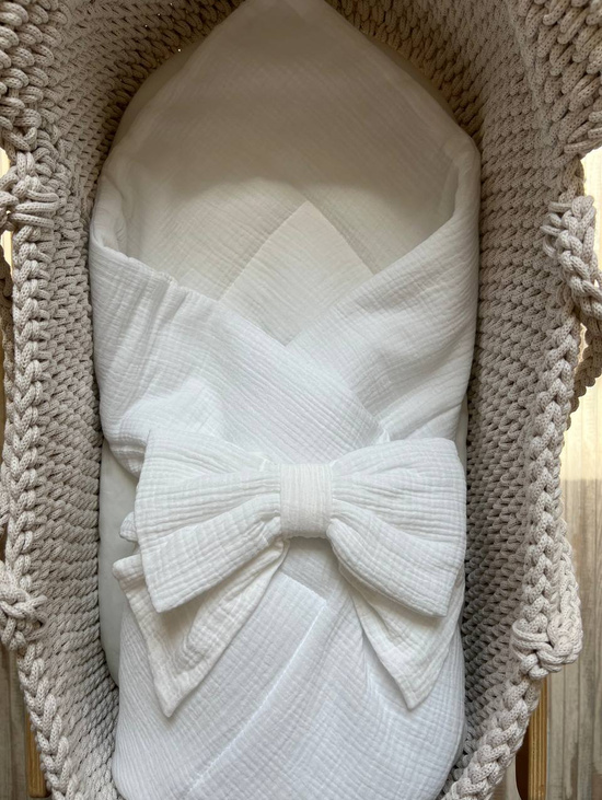 Конверт-одеяло на выписку, муслин молочный