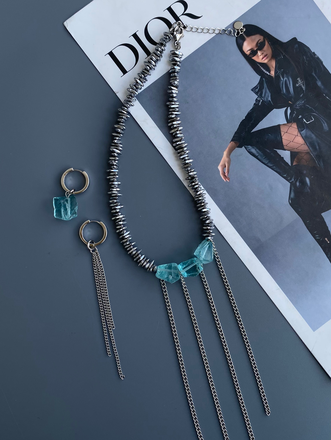 Колье с аквакварцем - фотография товара