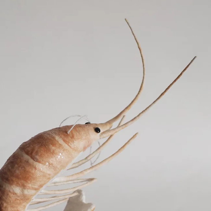 Ёлочная игрушка из ваты "Креветка"