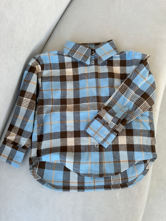 Рубашка в клетку голубая  для мальчика