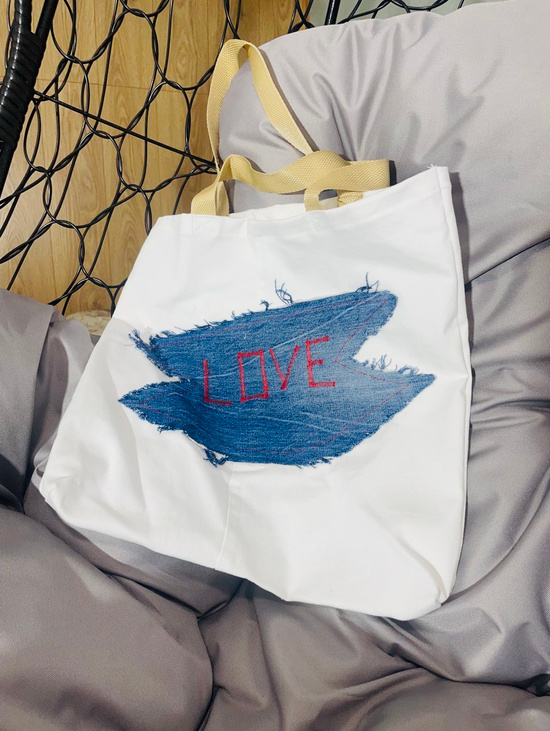 Сумка -шопер джинсовый белый