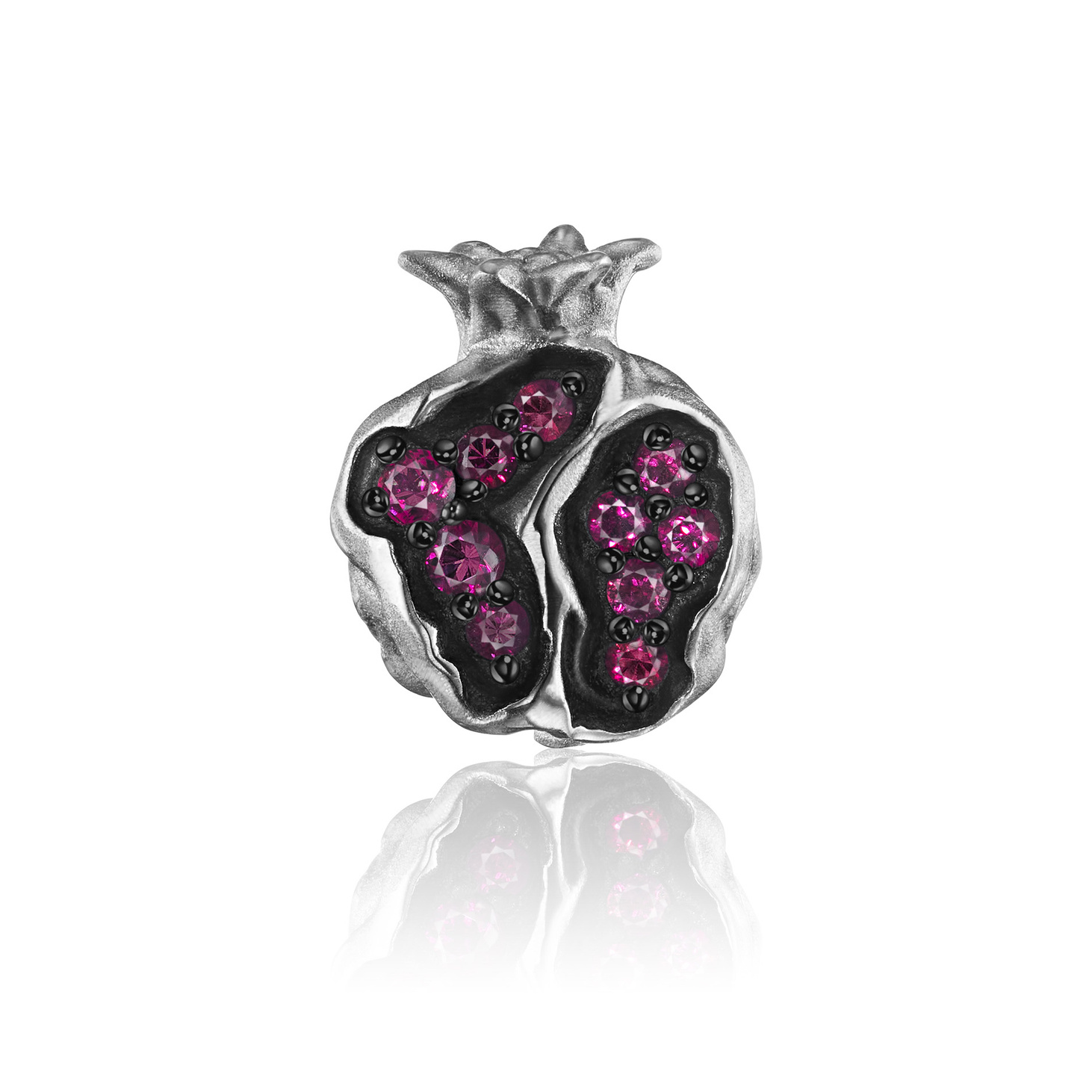 Серебряная пусета с рубинами GRANAT - фотография товара