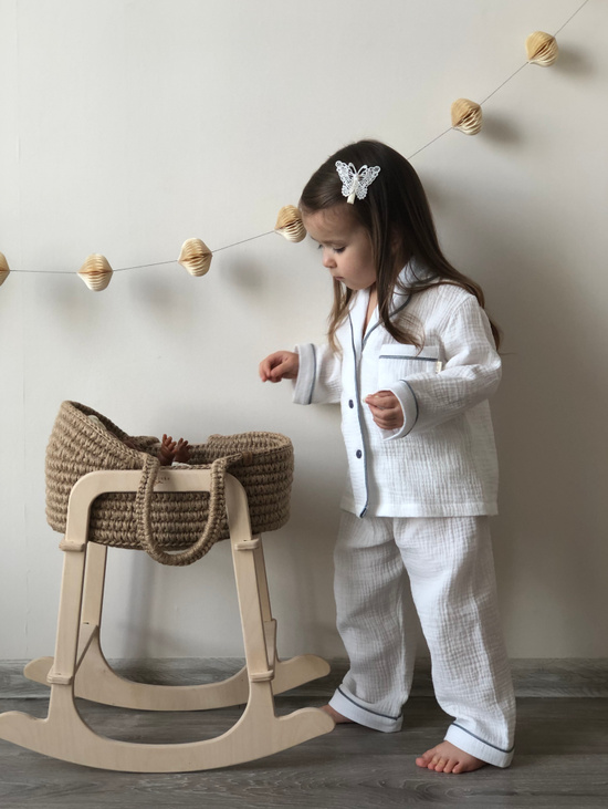 Муслиновая пижама с атласным кантом