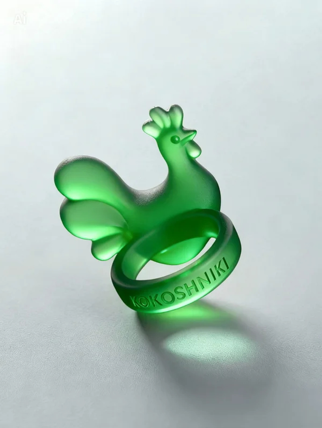 Кольцо зеленое «Леденец Петушок» - фотография товара