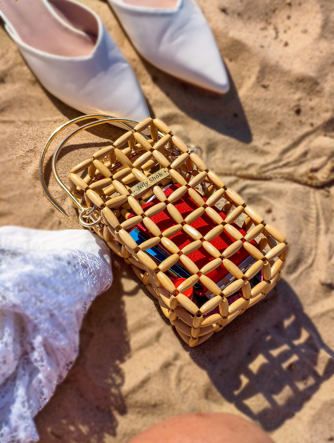 Сумка из деревянных бусин «Летний круиз» - фотография товара