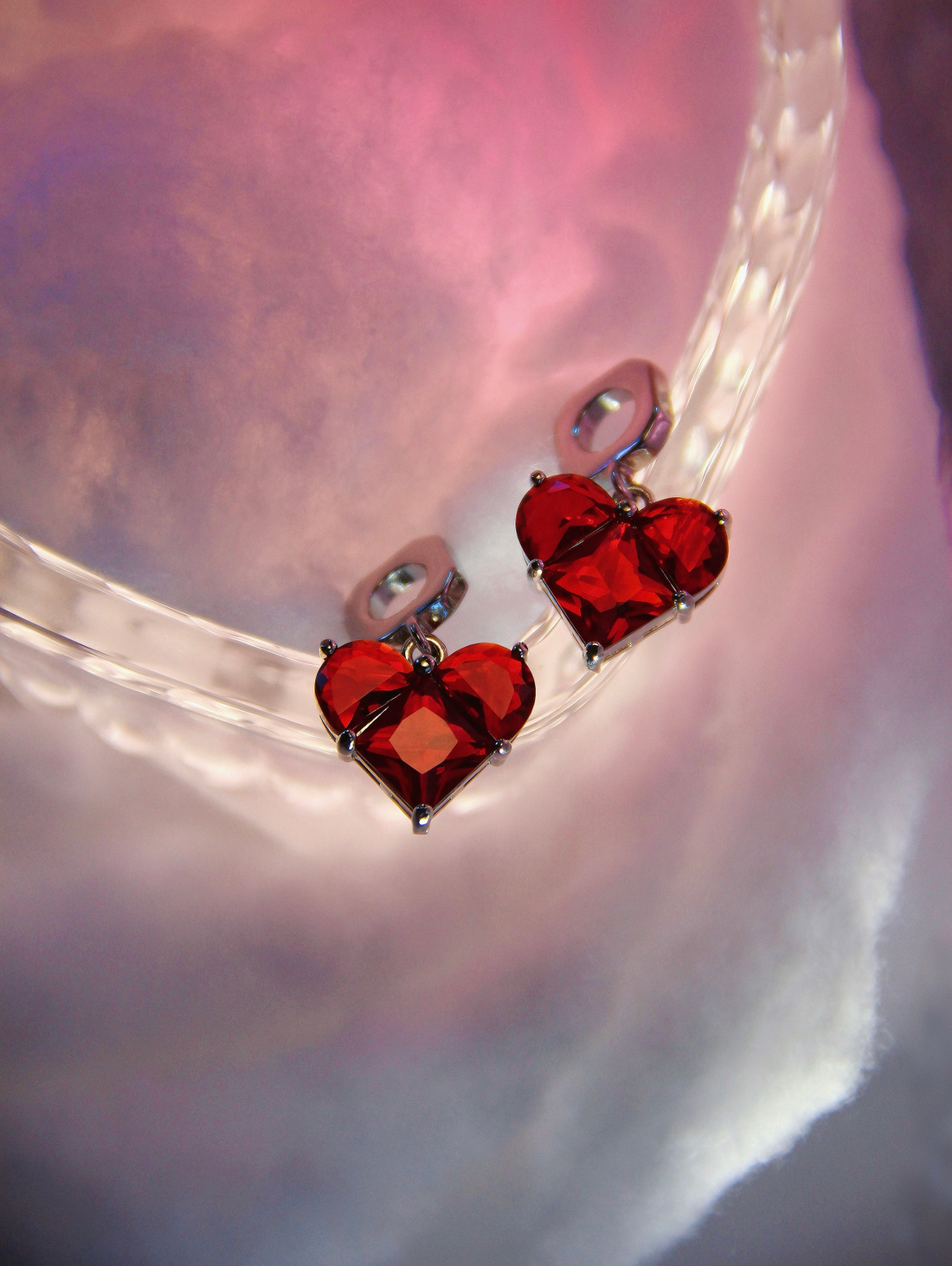 Съемные подвески на серьги конго "Алые сердца" - фотография товара