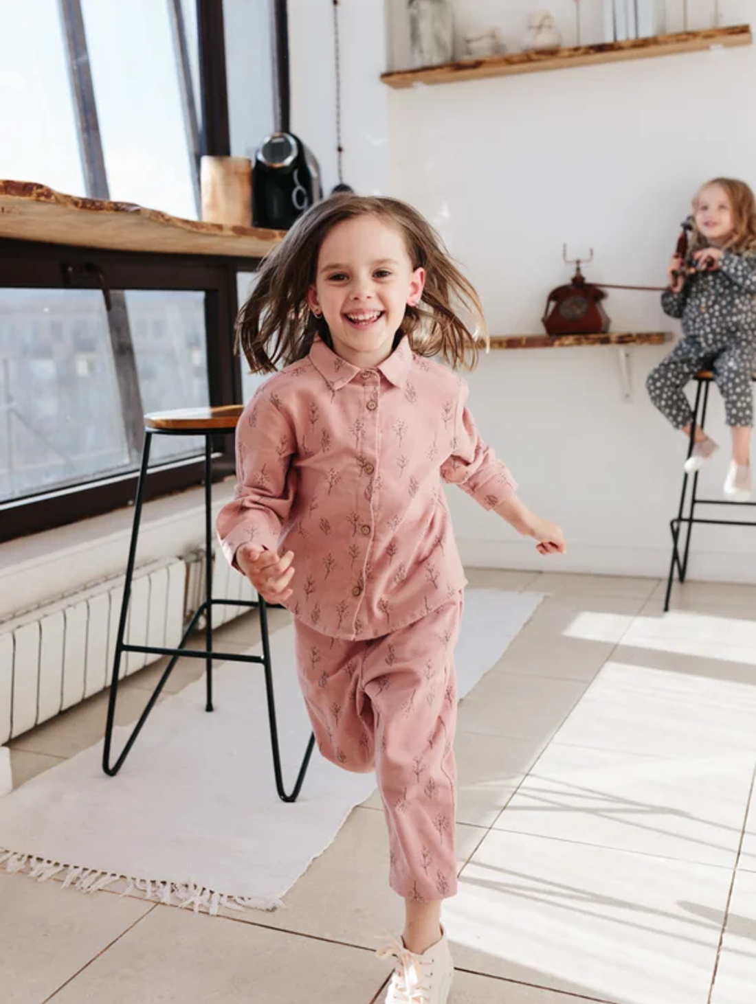 Костюм из фланели Розовый с принтом - фотография товара