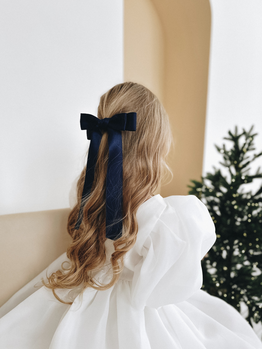 Бант в волосы длинный синий - фотография товара